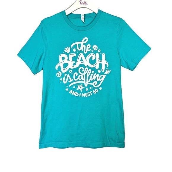 Bella Canvas The Beach Is Calling Graphic Short Sleeve T-Shirt Size Medium - Picture 7 of 17
